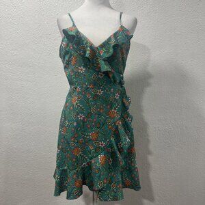 SHEIN Womens M Floral Ruffle Wrap Dress Spaghetti Strap Mini  Summer Casual